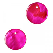 Shell charm round 15mm Magenta pink